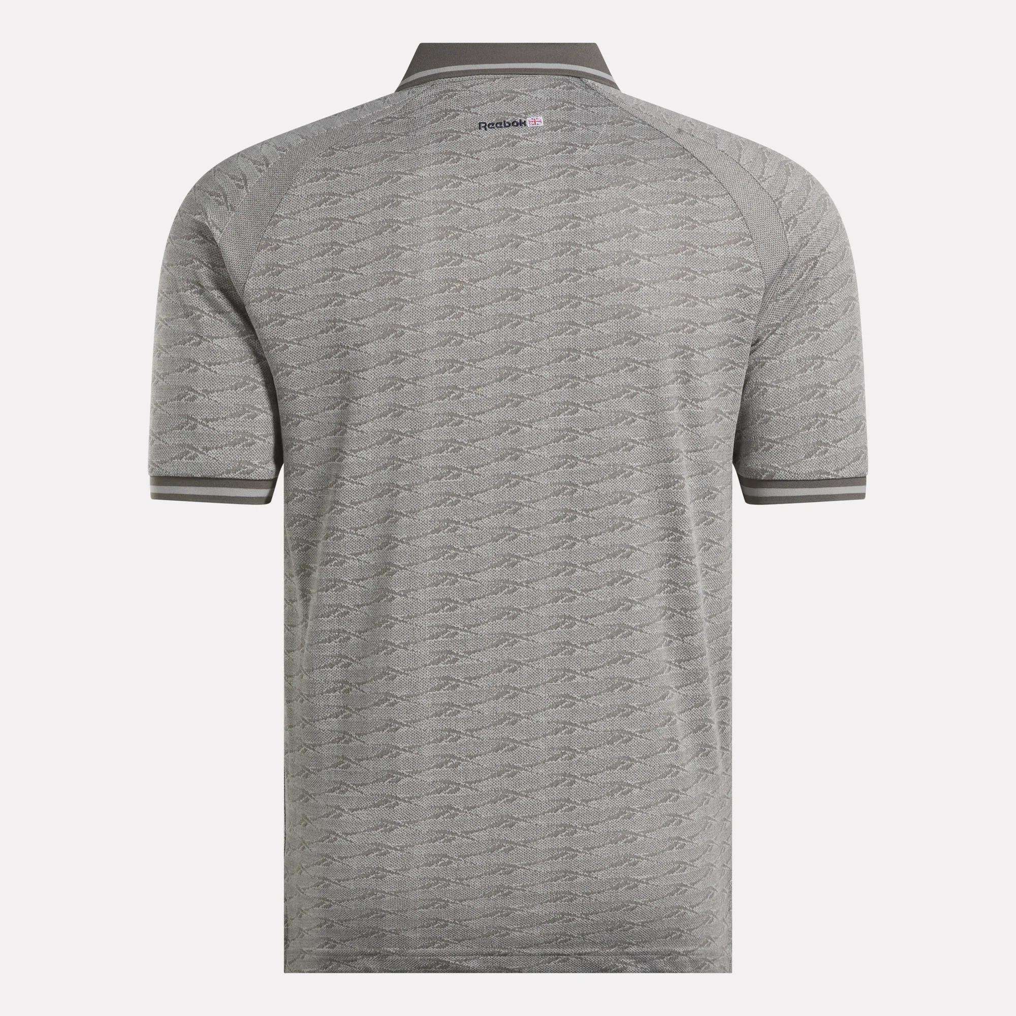 Men's Short Sleeve Tonal Vector Jacquard Polo Shirt with Tipped Rib Trim - Image 3