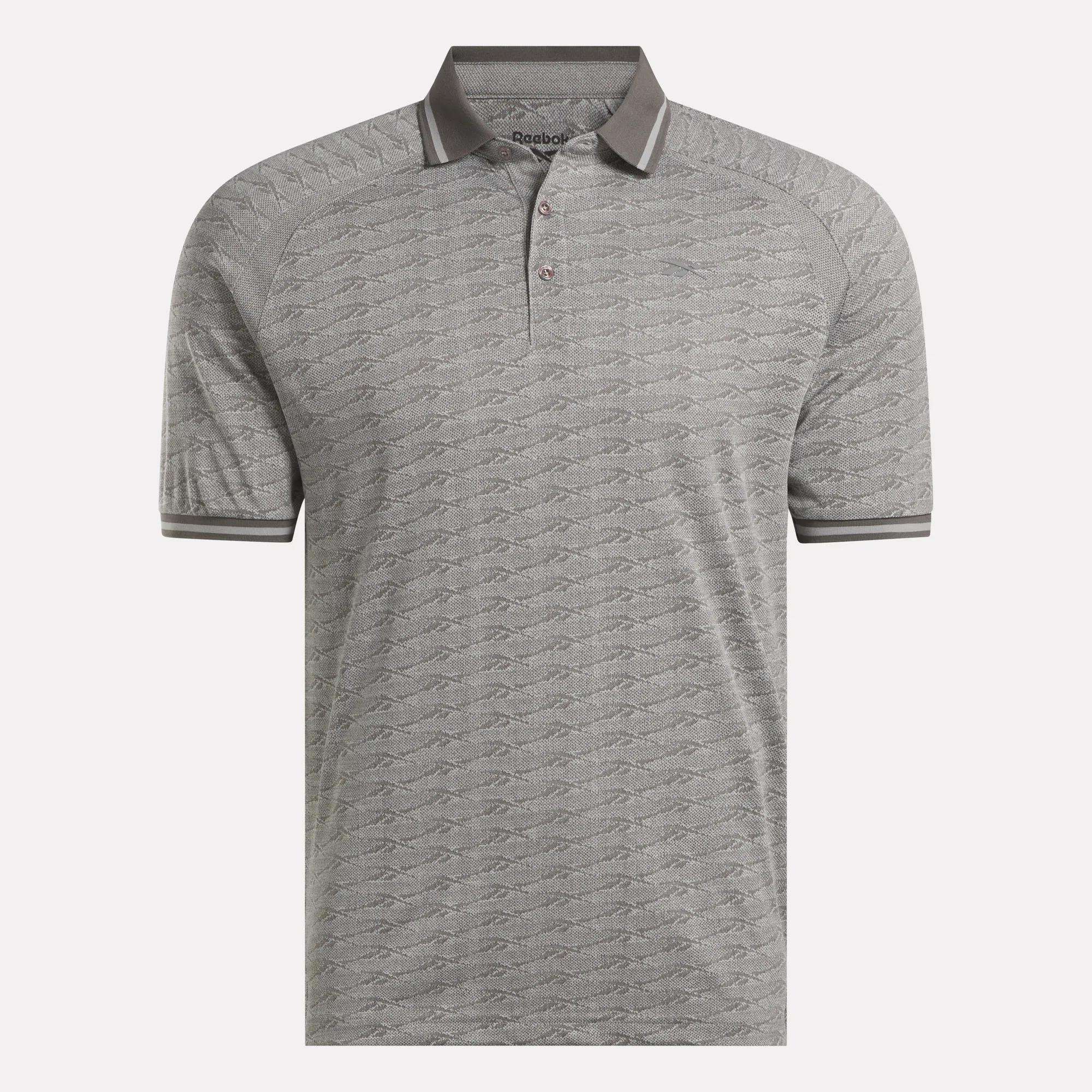 Men's Short Sleeve Tonal Vector Jacquard Polo Shirt with Tipped Rib Trim - Image 4