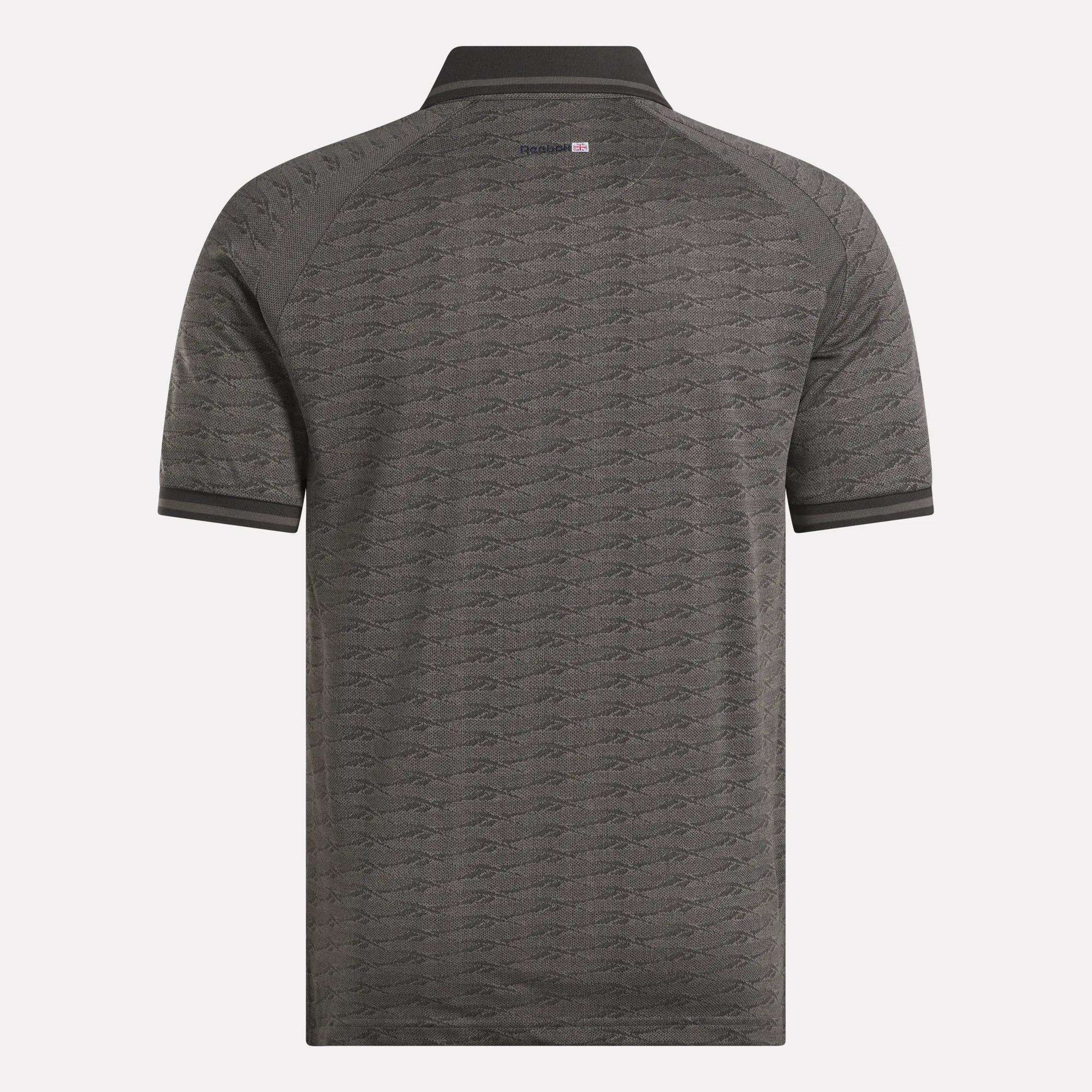 Men's Short Sleeve Tonal Vector Jacquard Polo Shirt with Tipped Rib Trim - Image 3
