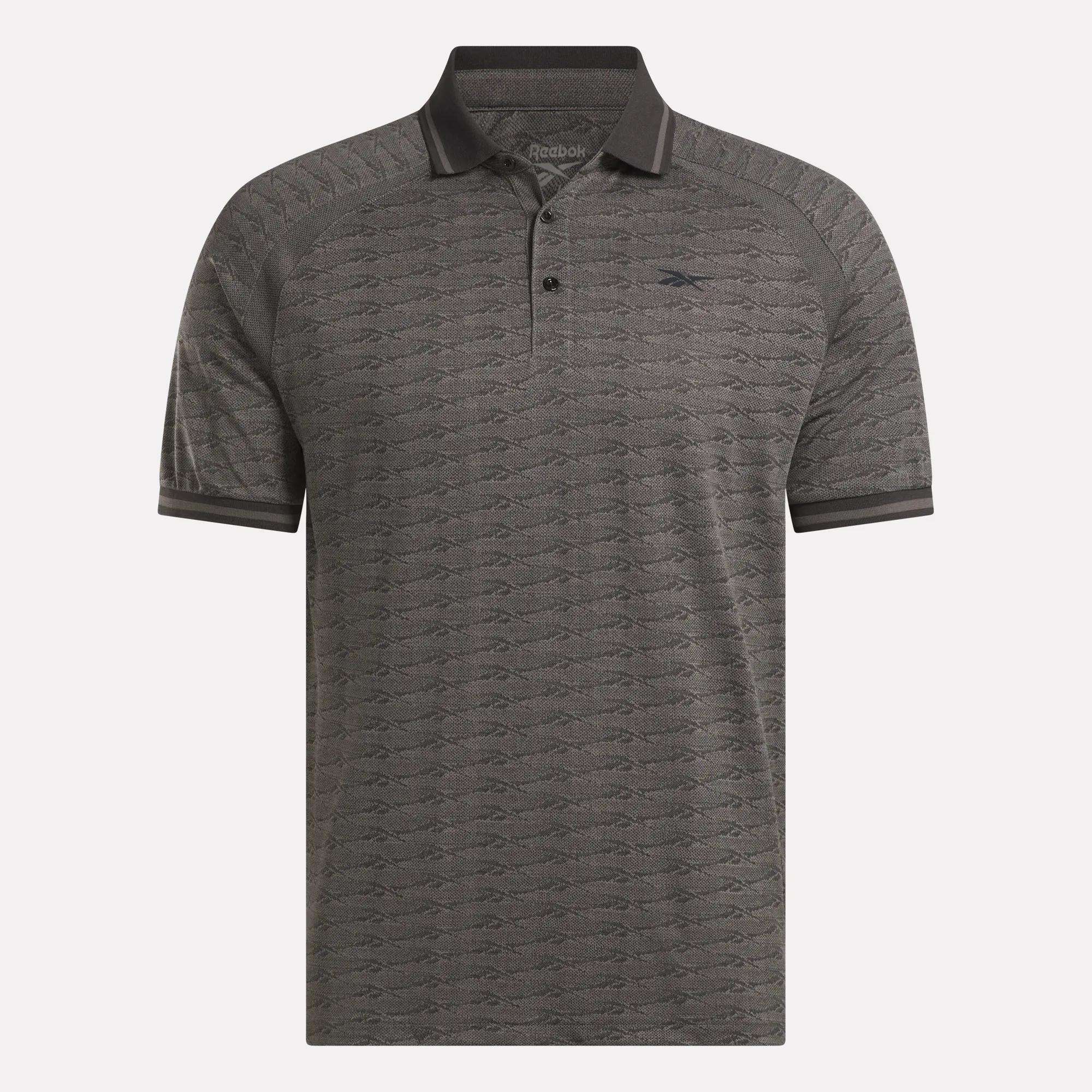 Men's Short Sleeve Tonal Vector Jacquard Polo Shirt with Tipped Rib Trim - Image 4