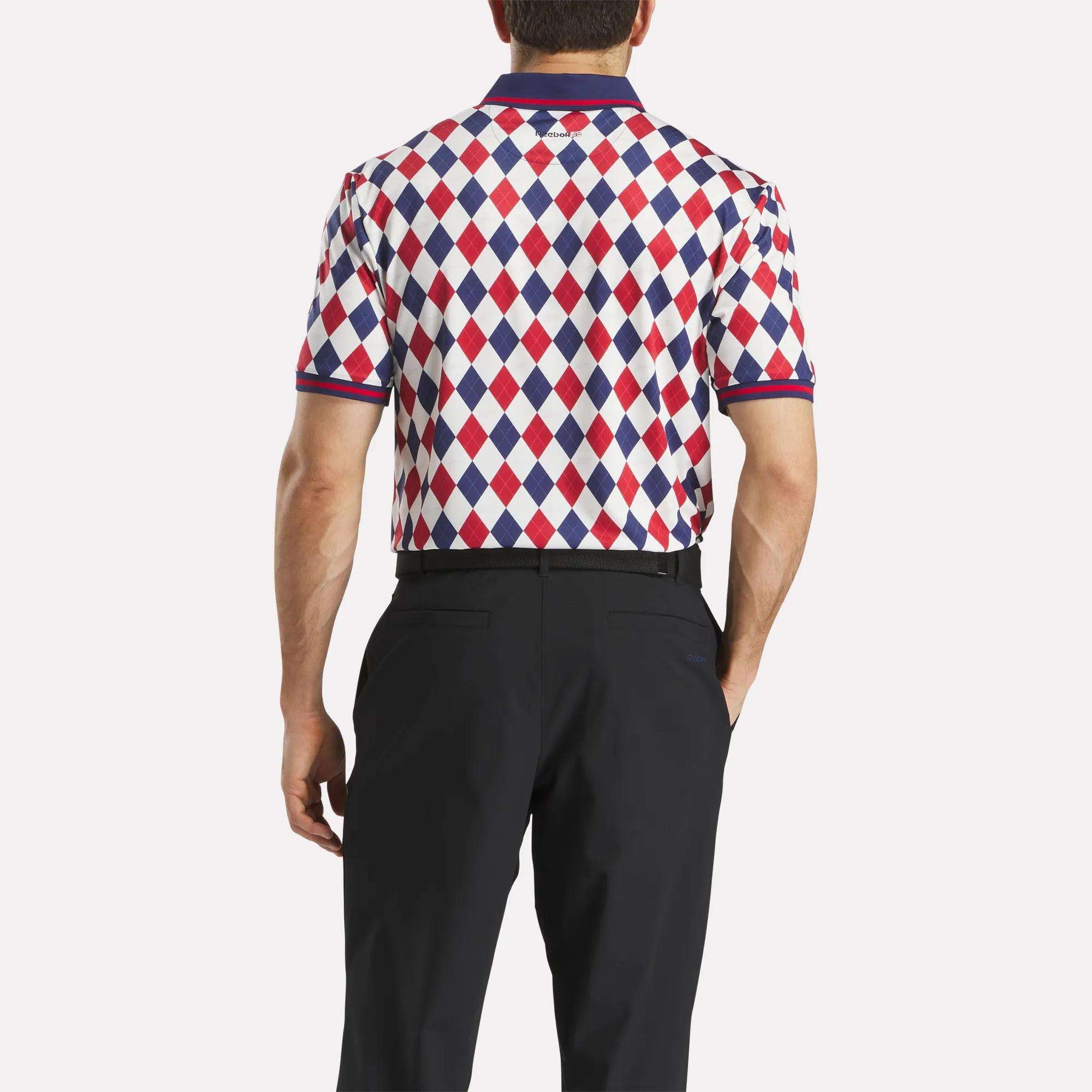 Men's Short Sleeve Vector Argyle Print Polo - Image 3