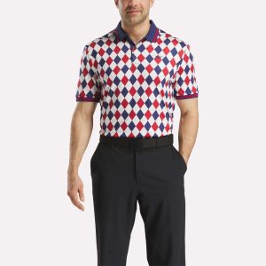 Men's Short Sleeve Vector Argyle Print Polo