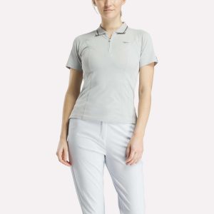 Women's Short Sleeve Zip Bodycon Golf Polo Shirt