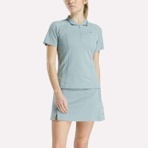 Women's Short Sleeve Zip Bodycon Golf Polo Shirt