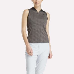 Women's Sleeveless Tonal Vector Jacquard Golf Polo Shirt