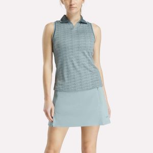 Women's Sleeveless Tonal Vector Jacquard Golf Polo Shirt