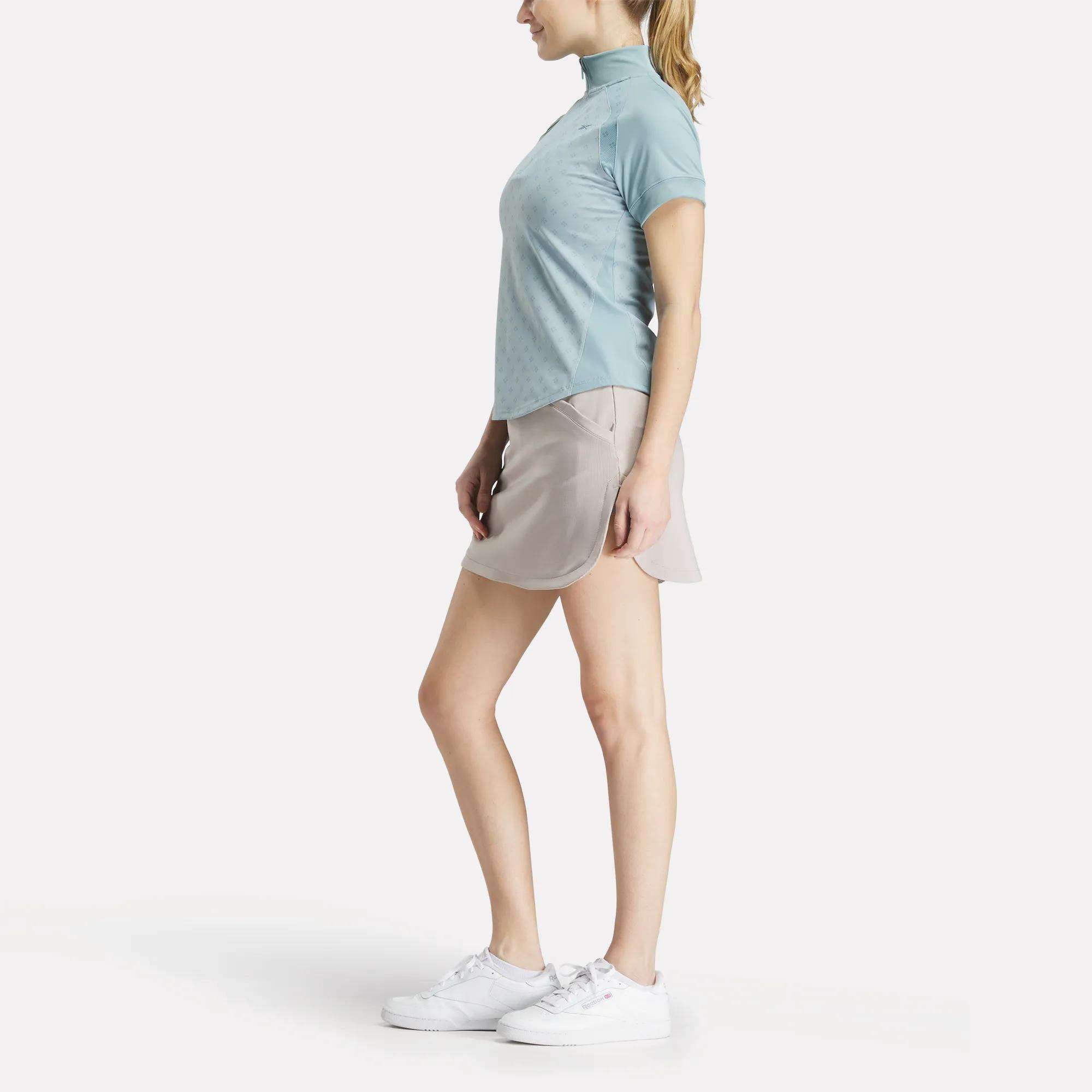 Women's Short Sleeve 1/4 Zip Mini Argyle Print Top - Image 2