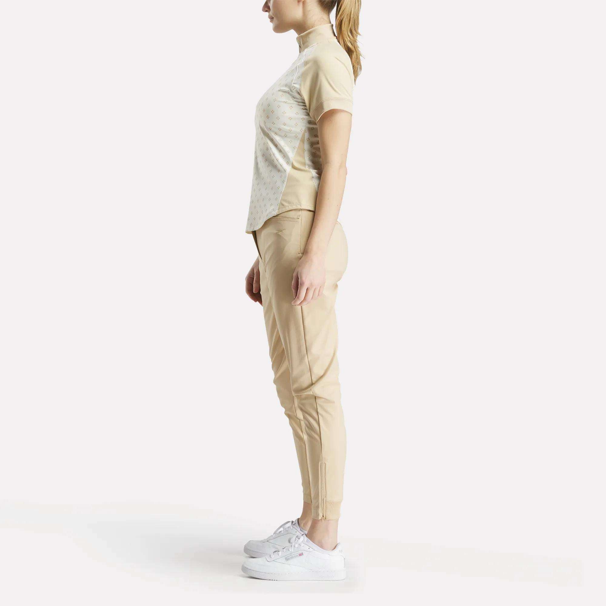 Women's Short Sleeve 1/4 Zip Mini Argyle Print Top - Image 2